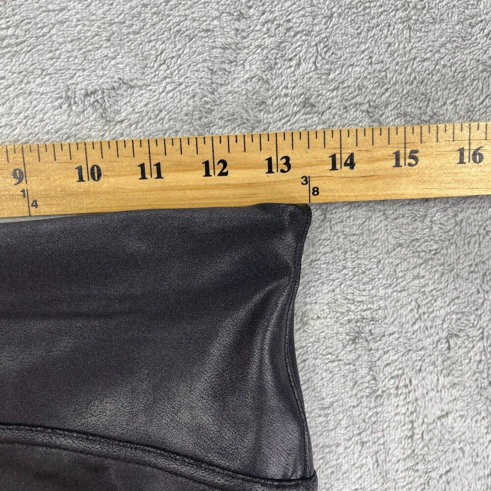Spanx Shape Faux Leather Sculpting Leggings Womens Large Black Stretch Pull On - Picture 9 of 11